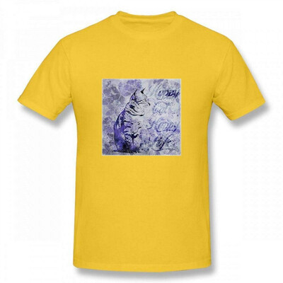 

Andrea Haase Animals Illustration Watercolor cat Illustration with Typography Happy Cat Happy Life Men T-Shirt