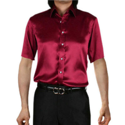 

US Luxury Hot Men Slim Fit Shirts Short Sleeve Dress Shirt Casual T-Shirt Formal