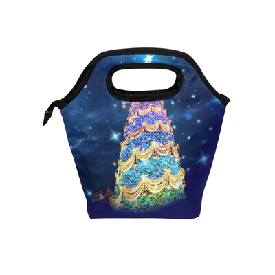 

Lunch Tote Bag Colorful Tower Travel Picnic Insulated Lunch Handbags Portable Zipper Lunch Bag Box