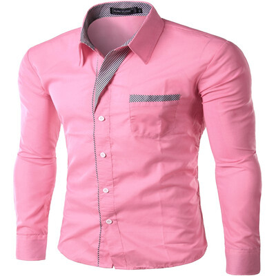 

New Arrivals Europe Size Men Shirts Slim Fit Solid Long Sleeve British Style Cotton Mens Shirt