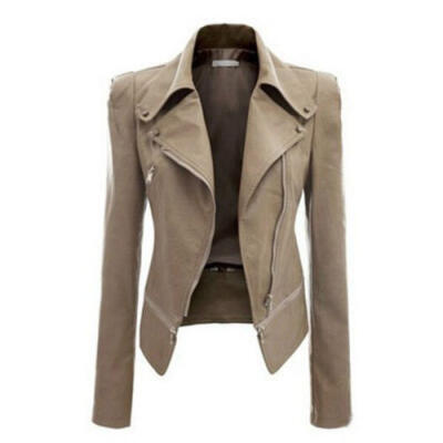 

Womens Motorcycle PU Leather Jacket Zipper Coat Sexy Winter Autumn Slim Biker