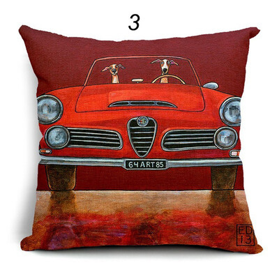 

Hot Sale Pillow Lovely Cartoon Dog Driving Car Vintage Almofadas 45X45CM Linen Pillow Decorative Linen Cushion Cover