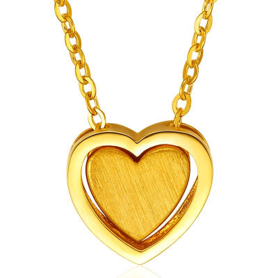 

Flower good jade heart with heart 18K gold jacket with 18K gold pendant and 18K gold necklace girlfriend gift