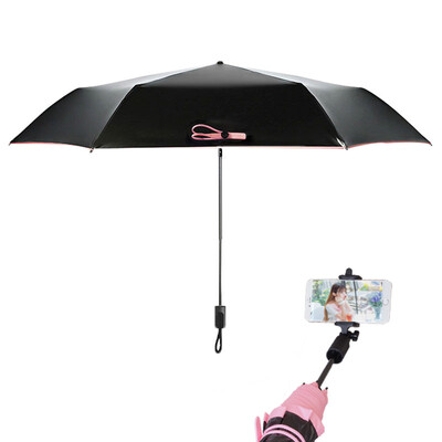 

KYOTSU King of the Bluetooth self-timer artifact Apple Andrews general black rubber folding sunny umbrella to send girlfriend birthday Valentine's Day creative gift pink