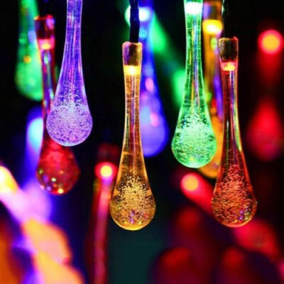 

20 LED Raindrop Teardrop Solar Powered String Fairy Lights Garden Party 2018 AU