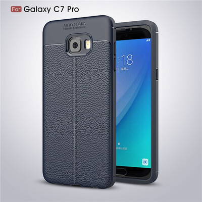 

Fivice Samsung Galaxy C7 Pro case Luxury leather TPU silicone anti-fall soft shell phone case