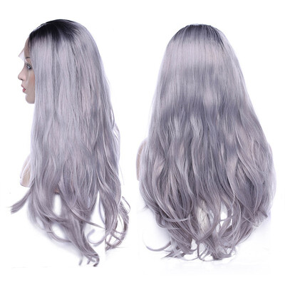 

Real Thick Brazilian Lace Front Hair Wig Heat Resistant Long Wigs Pink Gray