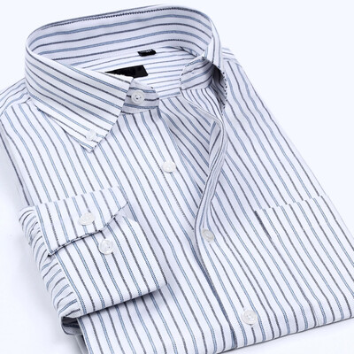 

Mens business casual long-sleeved striped shirt