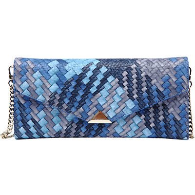 

Crocodile CROCODILE European&American women wallet braided pattern leather wallet long wallet 12671053-08 blue