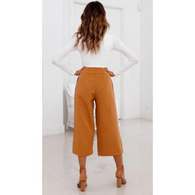 

Women Wide Leg High Waist Casual Crop Pants Summer Loose Culottes Trousers Hot