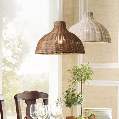 

Baycheer HL478969 1-Light Dining Room Hanging Lamp with Brown Cane Shade