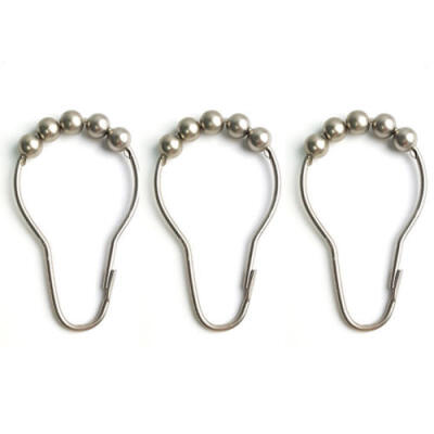 

12pcs Shower Curtain Hooks Rings Stainless Steel Bath Rollerball Glide Hook Tool