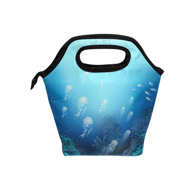 

Lunch Bag Jellyfish Tote Travel Picnic Insulated Handbags Portable Zipper Lunch Bag Box