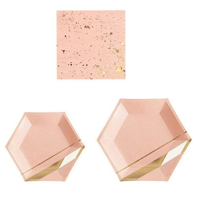 

UpperX 36pcs Dinnerware Sets for Wedding Birthday Camping Party Tableware Gilding Decor Party Paper Plates&Napkins Plates