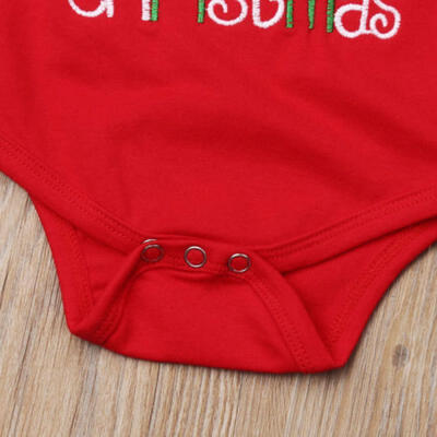 

My First Christmas Newborn Baby Girl Warm Romper Pants Santa Hat Outfits Clothes