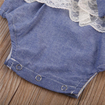 

US Infant Baby Girls Lace Denim Romper Bodysuit Jumpsuit Outfit Sunsuit Clothes
