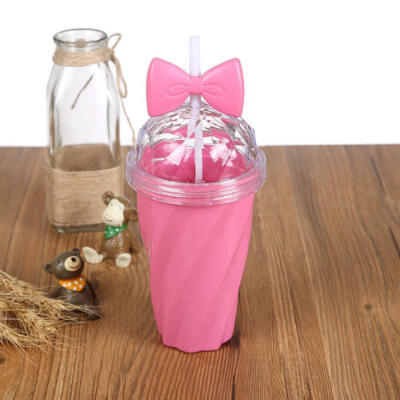 

UK 400ML Fruit Juice Lovely Travel Water Bottle Cup with Lid Straw Portable