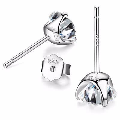 

Outdoor Sterling Silver 6 Prongs Setting Zircon Diamond Stud Earrings for Women 925 Stamped