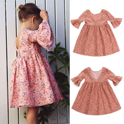 

Vintage Lace Kid Pleated Flower Girl Dress Birthday Wedding Princess Party Dress