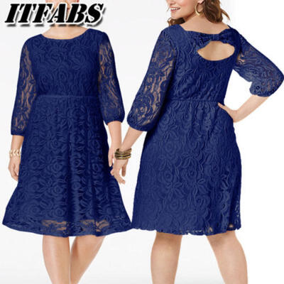 

US Stock Womens Plus Size 1X 2X 3X 4X Gray Blue Career Work Office Evening Dress