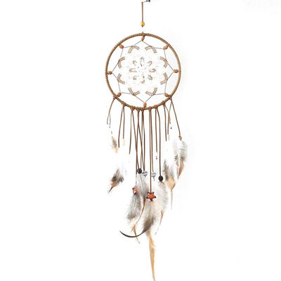 

UpperX Openwork Lace Flower Dream Catcher with Feather&Beads Rope Hanging Decor Pendant Creative Ornaments for Wall Car
