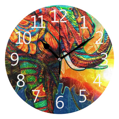 

Wall Clock Fantasy Elephant Round Wall Clock Arabic Numerals Design