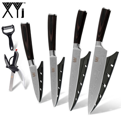 

XYJ Comfortable Handle Stainless Steel Kitchen Knife With Kitchen Scissor Peeler Best Gift Multifunction Cooking Knife