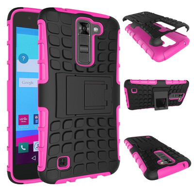 

Fivice LG K7 Case TPU anti-fall tire pattern back clip bracket phone case