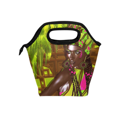 

Lunch Bag Tote Bag African American Woman Travel Picnic Organizer Lunch Holder Handbags Lunch Bag Box for Office