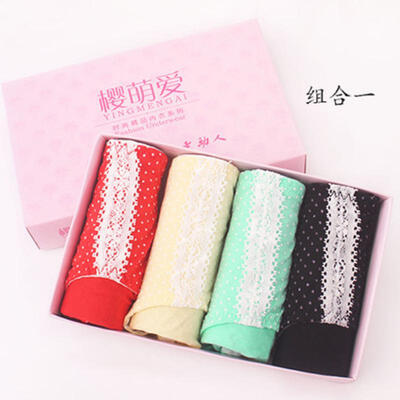 

полноценный девушка расфасованные трусы волна точки кружева записок милый супер мягкие удобные подарочная коробка