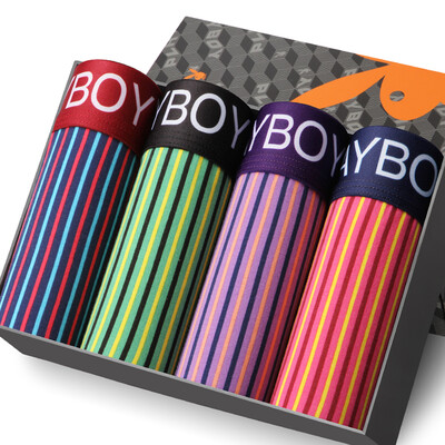 

PLAYBOY Mens Underwear 4 Pack Gift Set Elastic Loose Boxer Briefs