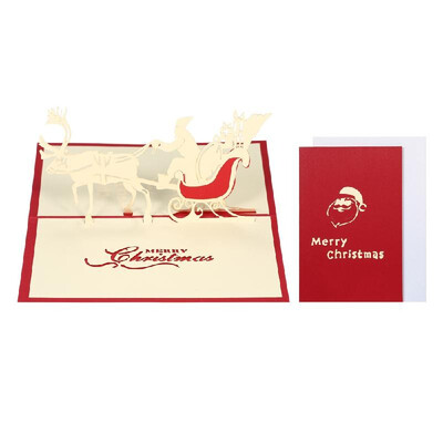 

3D Christmas Pop Up Greeting Card Artful Gift Card with Envelope Christmas Supplies--Santa