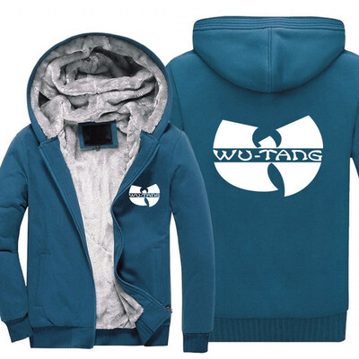 

2018 New USA SIZE Men Winter Autumn Hoodies Wu-Tang Clan pattern Fleece Coat Baseball Uniform Sportswear Jacket wool