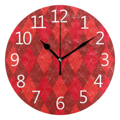 

Wall Clock Arabic Numerals Design Red And Burgundy With White Stitch Round