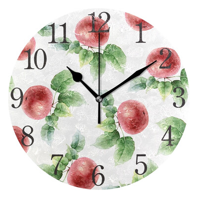 

Wall Clock Arabic Numerals Design Pattern With Apples Round