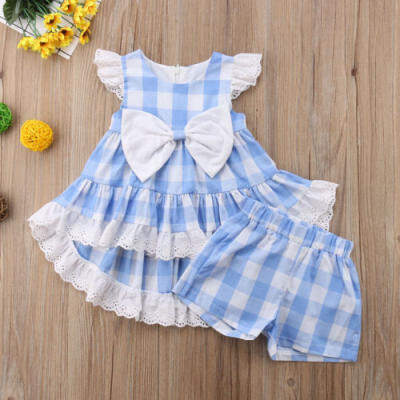 

UK Toddler Kid Girl 2pcs Clothes Baby Bow Lace Tutu Dress Short Pants Outfit Set