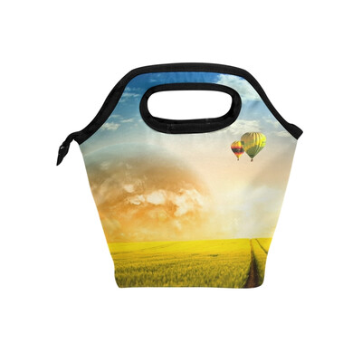 

Lunch Bag Hot Air Balloon Tote Travel Picnic Insulated Handbags Portable Zipper Lunch Bag Box