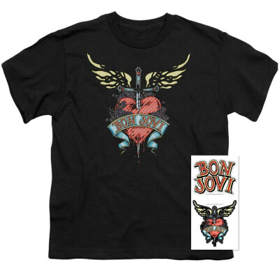 

Bon Jovi Logo Heart&Dagger Band Youth T Shirt & Stickers