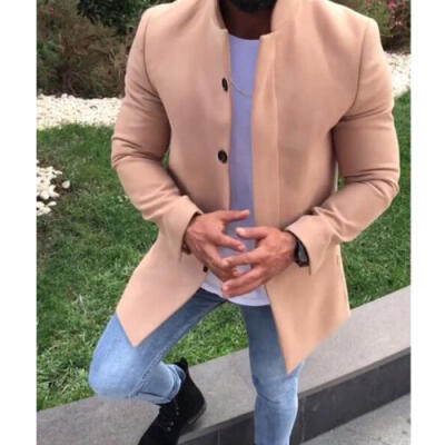 

Double Breasted Mens Slim Winter Trench Coat Long Jacket Windbreaker Overcoat