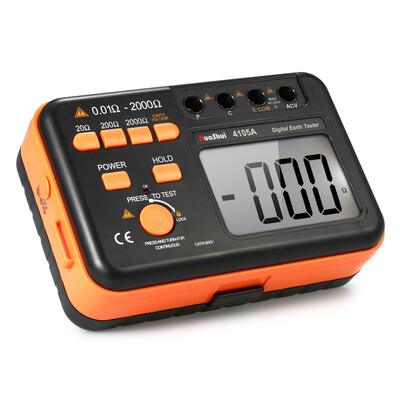 

RuoShui Digital Earth Resistance Tester Ground Meter 2000ohm 200V Voltmeter Ohmmeter wLCD Backlight Display