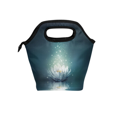 

Lunch Bag Glowing Flower Tote Travel Picnic Insulated Handbags Portable Zipper Lunch Bag Box