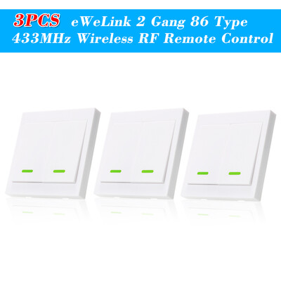 

5PCS eWeLink Push Button Wall Light Switch Remote Controller 3 Gang 86 Type ONOff Switch Panel 433MHz Wireless RF Remote Control