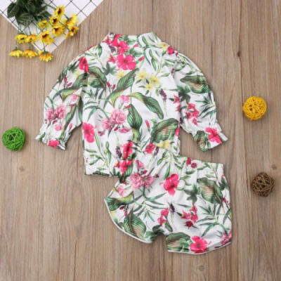 

Toddler Girl Kids Casual Zip Top T Shirt Blouse Pants Floral Clothes Outfit Set