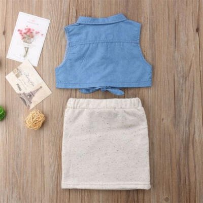 

Summer Baby Girl Outfits Clothes Sleeveless Tops Casual Tight Skirt 2PCS Set