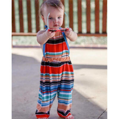 

Toddler Kids Baby Girl Stripe Romper Jumpsuit Playsuit Harem Pants Outfits Set