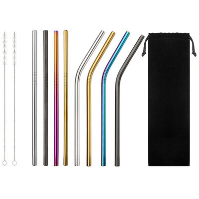 

UpperX Stainless Steel Straws Reusable 8 Set 85inch 6mm Wide Straw with Cleaning Brush for Water Bottle Cocktail Juice