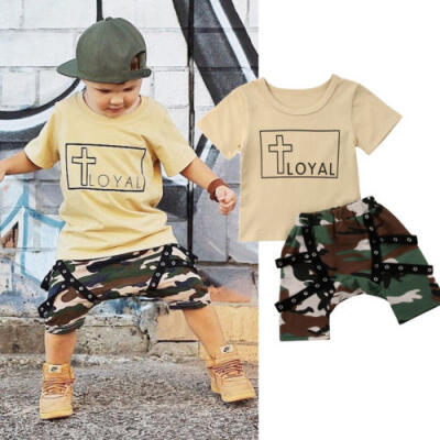 

UK 2pcs Baby Boy T-shirt Tops Pants Camo Outfits Toddler Kids Summer Clothes Set
