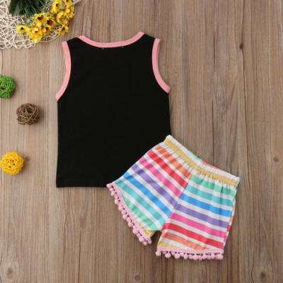 

Kids Baby Girl Letter Print Vest TopsTassel Shorts Summer Outfits Clothes 0-5Y