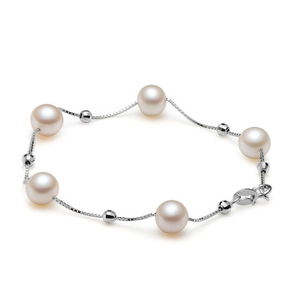 

Beijing Run Pearl Spring 7-8mm silver inlaid freshwater pearl bracelet round white