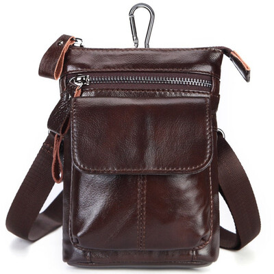 

Mens leather belt leather mobile phone bag shoulder top layer leather multi-purpose business bag